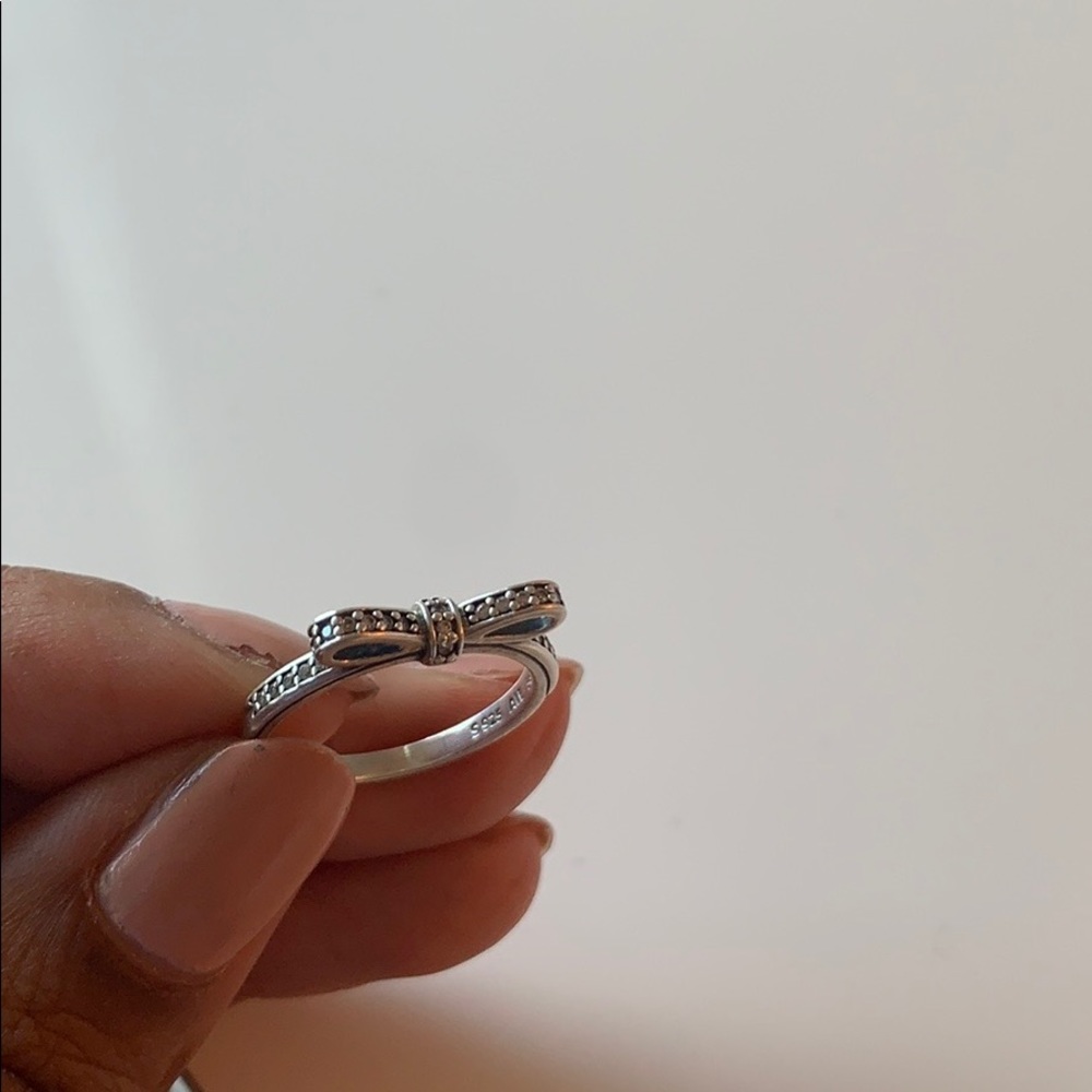 Pandora sparking bow stack ring size 54, sterling
